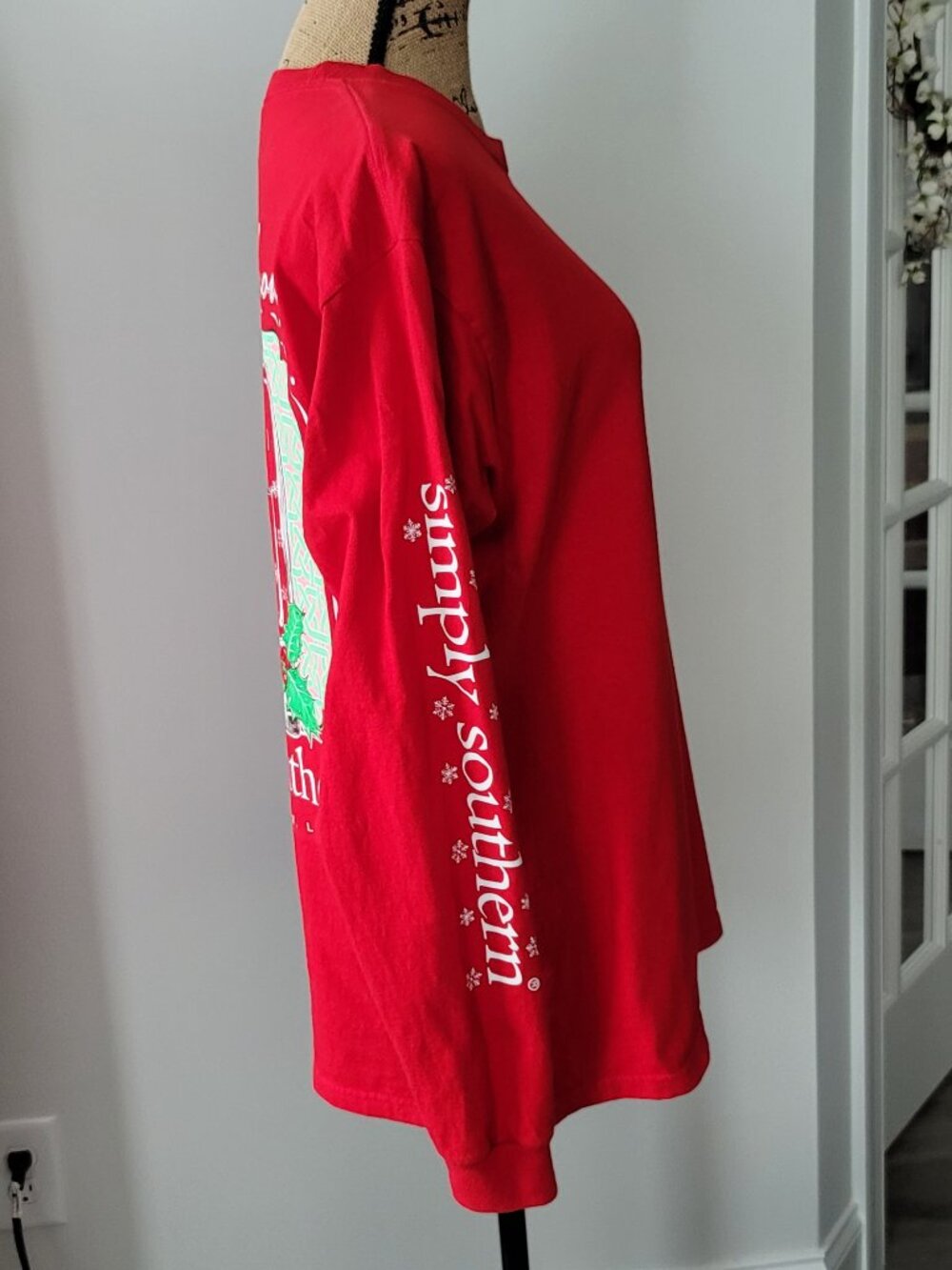 Ladies Simply Southern Red Long Sleeve Christmas Winter T-Shirt Large - Picture 2 of 10